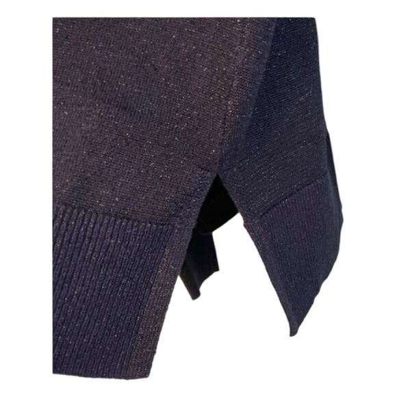 H&M Shimmer Thread Sweater Navy Blue Knit V-Neck Lightweight Long Sleeve S - Picture 2 of 5